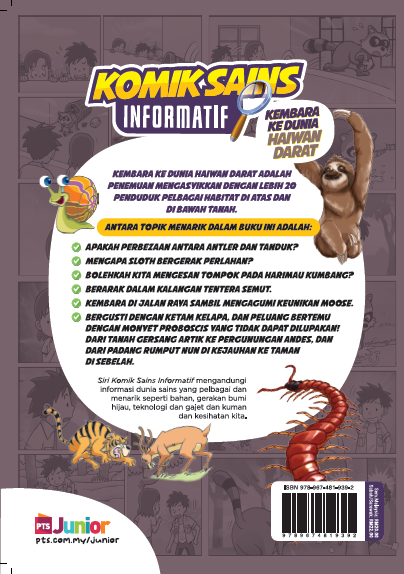 Komik Sains Informatif Kembara Ke Dunia Haiwan Darat Buku Pts